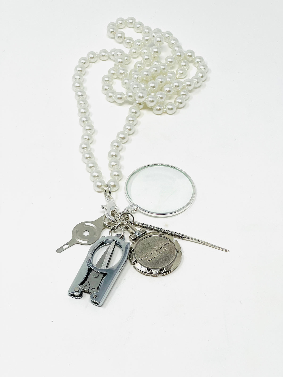 Up Up Chatelaine -White Glass Beads