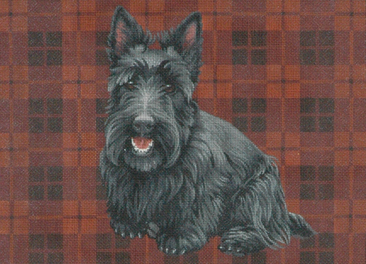 TTAP474- Sitting Scottie, Red Plaid