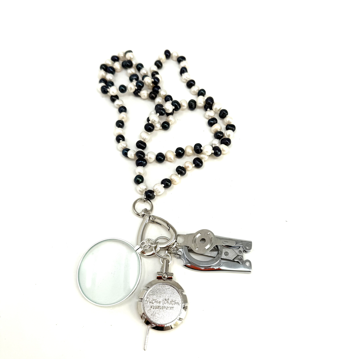 Fresh Water Pearls Chatelaine -Black & White 7-8mm
