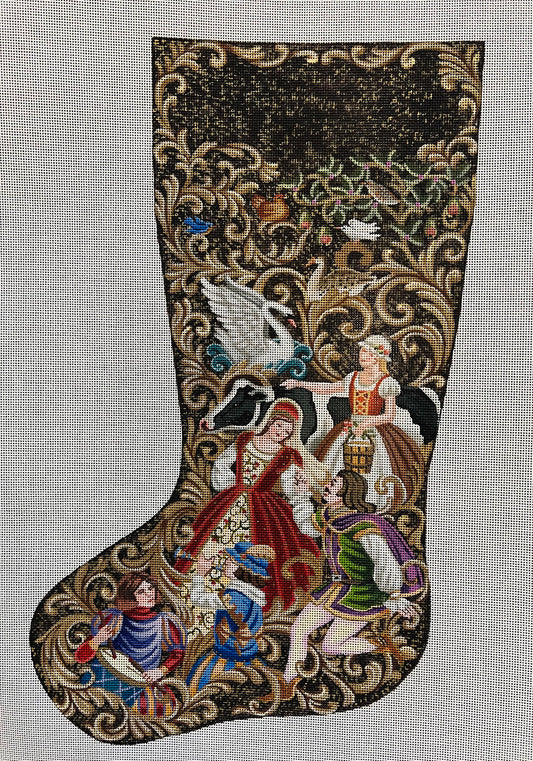 TTAXS435-13-LEFT - 12 Days of Christmas Stocking-LEFT