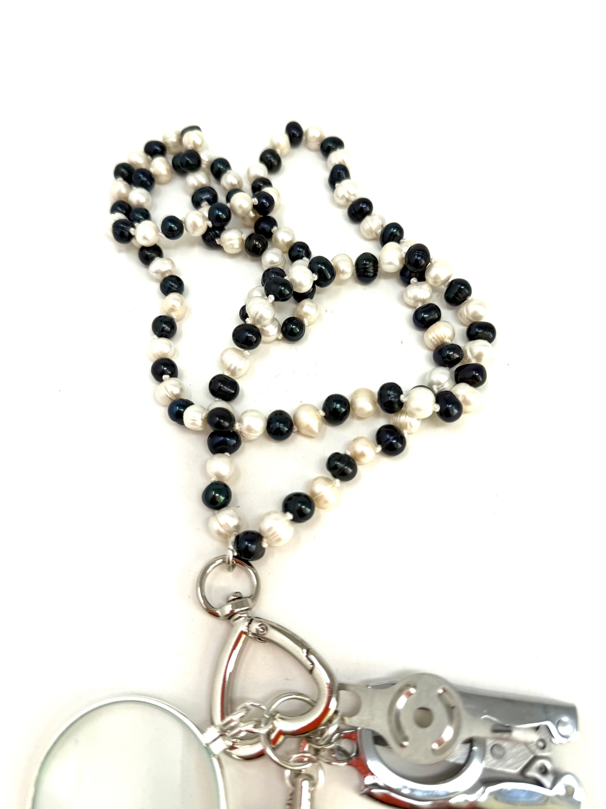 Fresh Water Pearls Chatelaine -Black & White 7-8mm