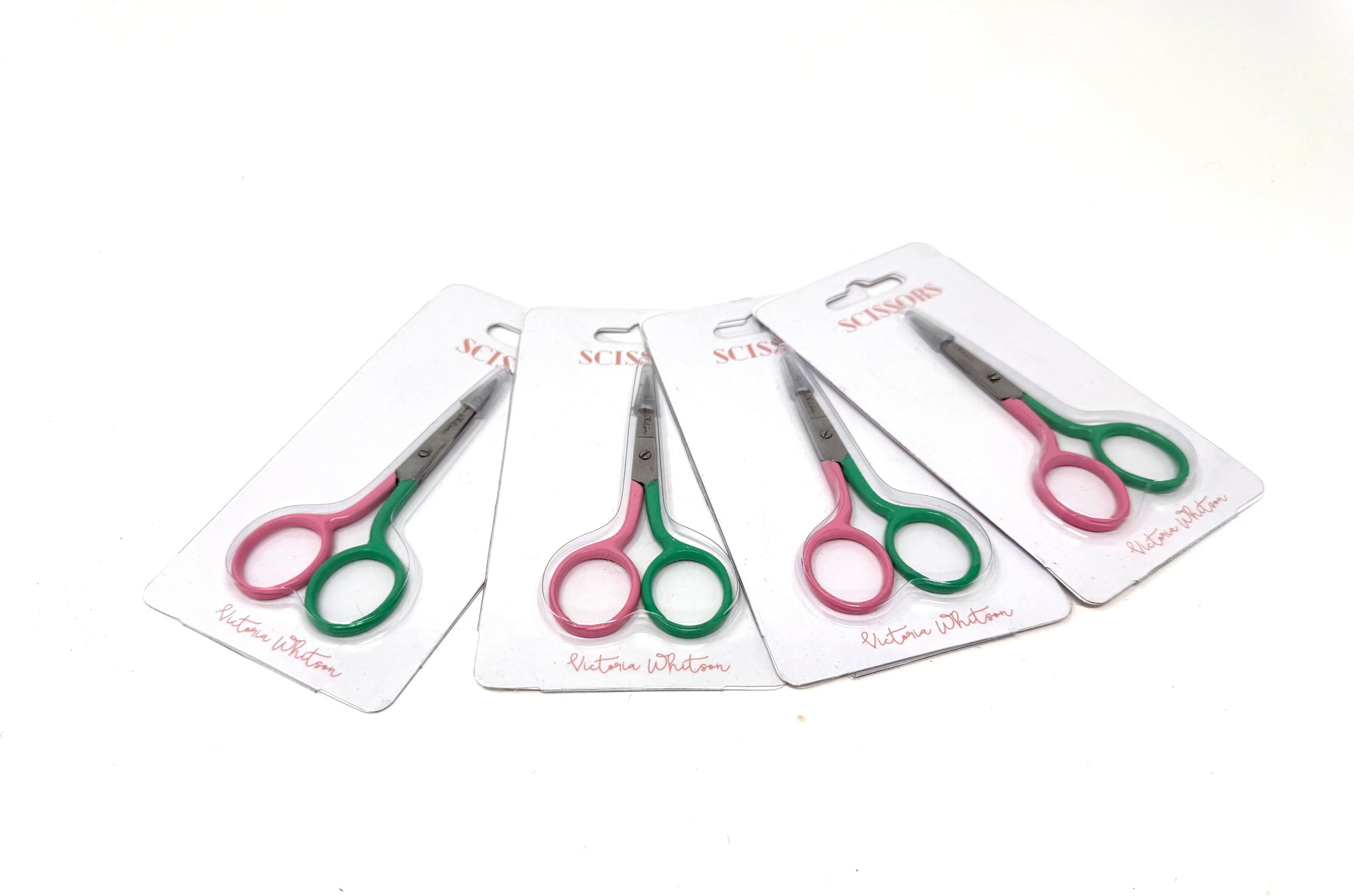 3.5” Striped Scissors in Bahamian Pink & Preppy Green -Sold in 4 Pieces