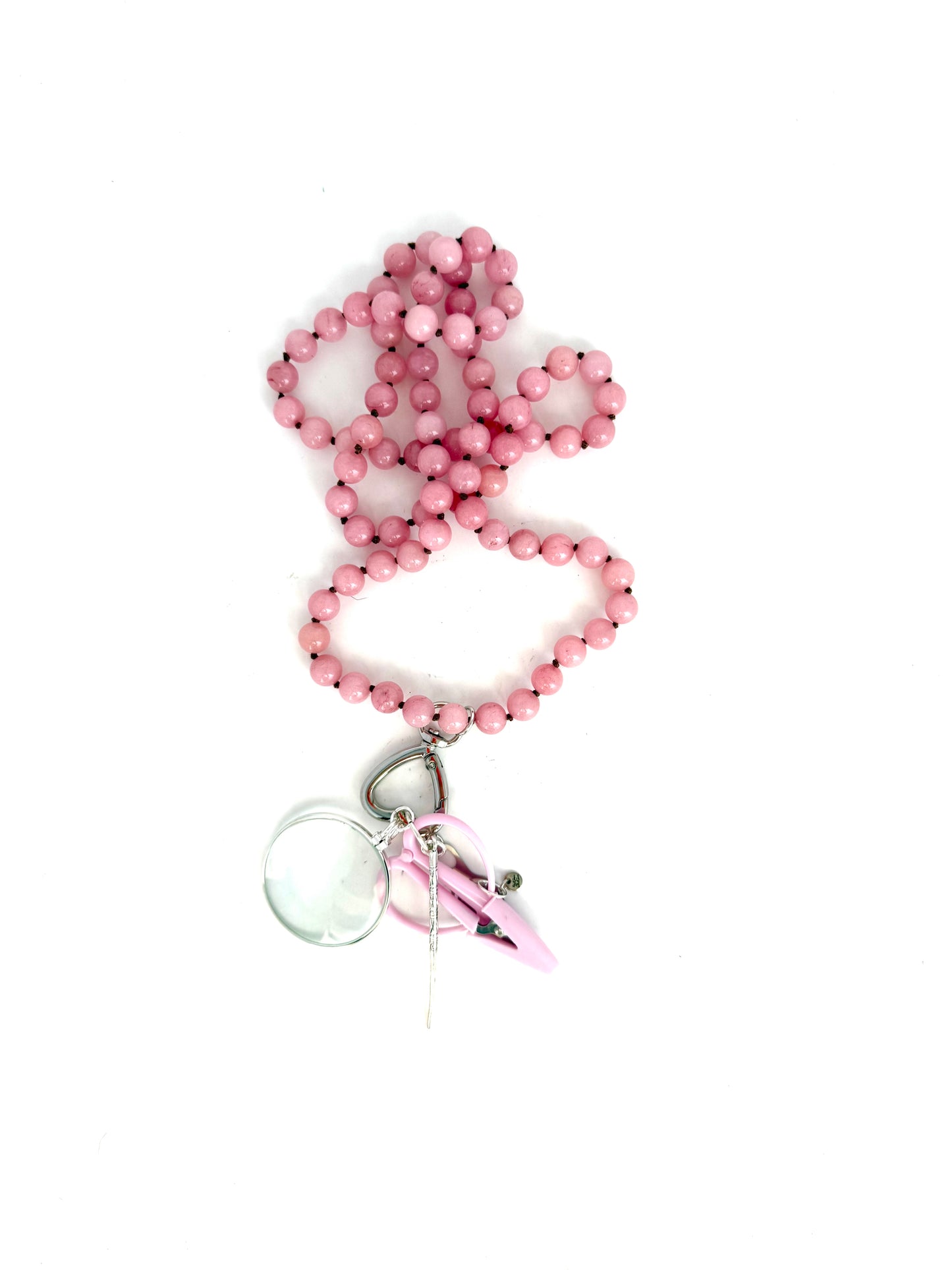 Gemstone Chatelaine - 10mm Pink Jade
