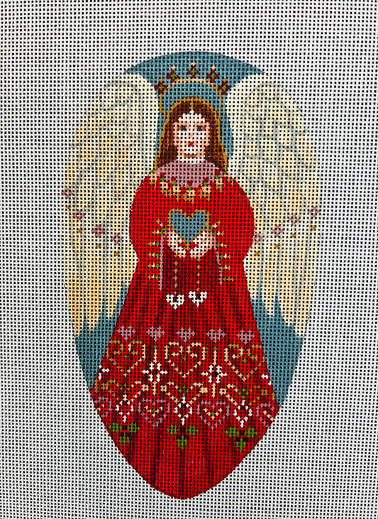 TTOR134R - Angel, Bright Red Christmas Ornament