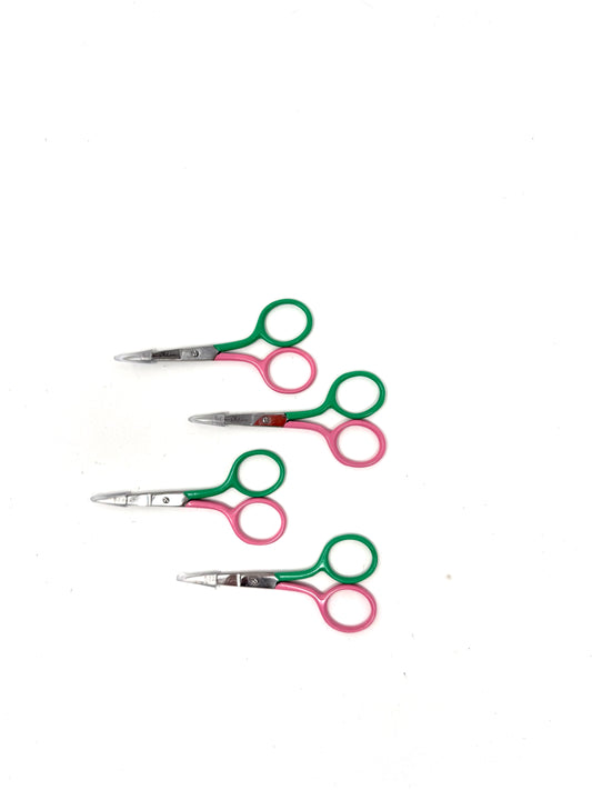 3.5” Striped Scissors in Bahamian Pink & Preppy Green -Sold in 4 Pieces