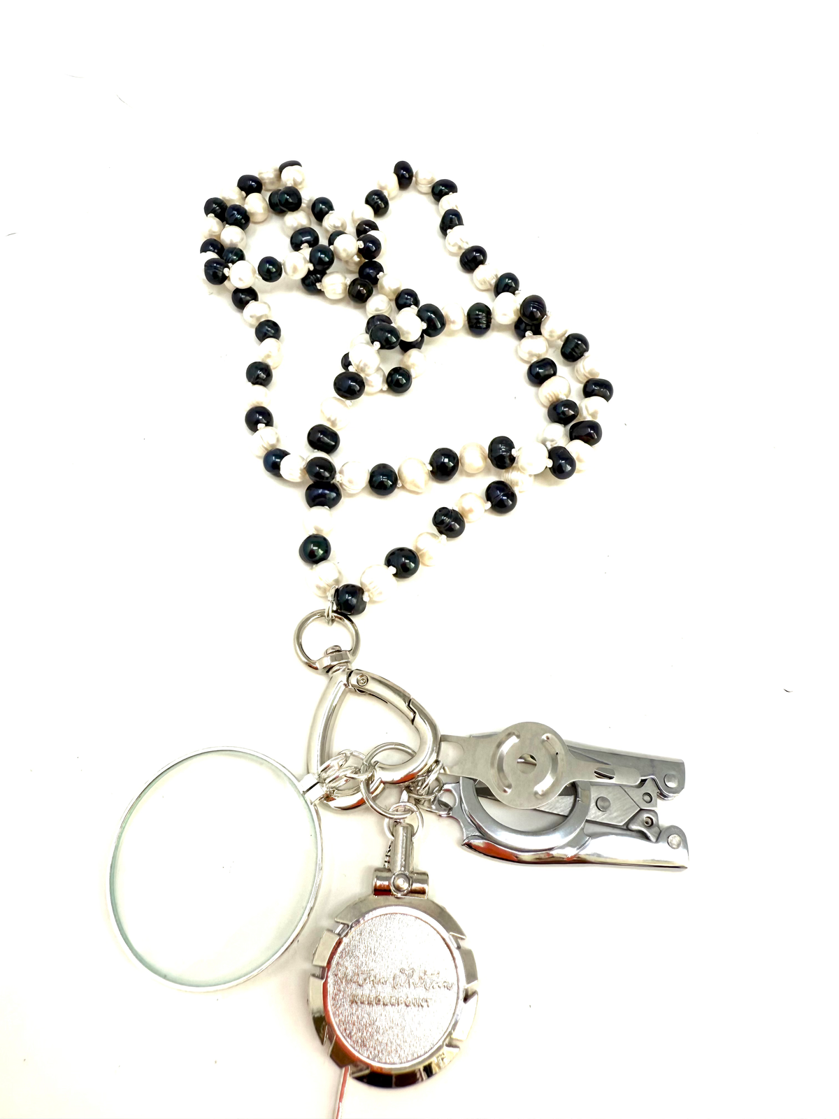 Fresh Water Pearls Chatelaine -Black & White 7-8mm