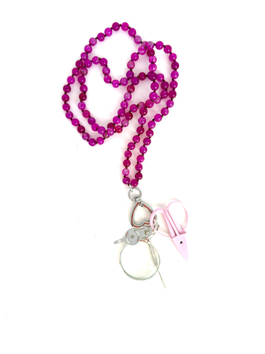 Gemstone Chatelaine - Peonies Pink