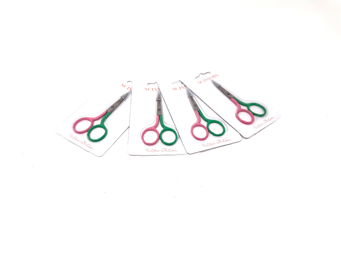 3.5” Striped Scissors in Bahamian Pink & Preppy Green -Sold in 4 Pieces
