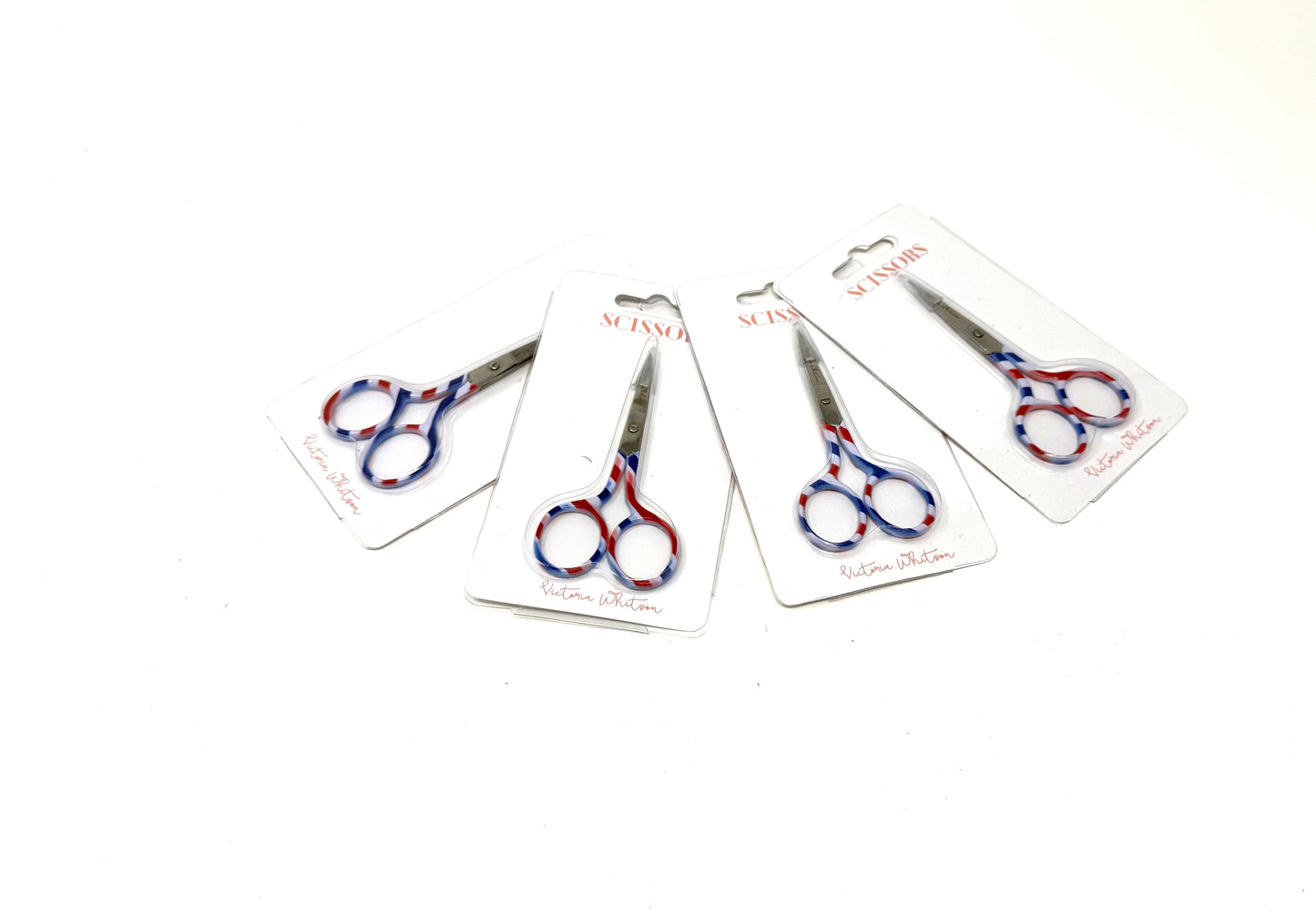 3.5” Striped Scissors in Red, White & Blue - Sold in 4 Pieces