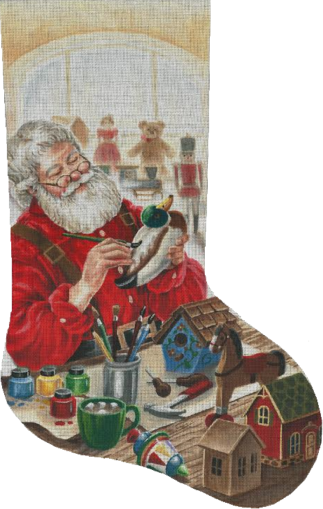 LGDAXS483 - Wood Carving Santa Stocking