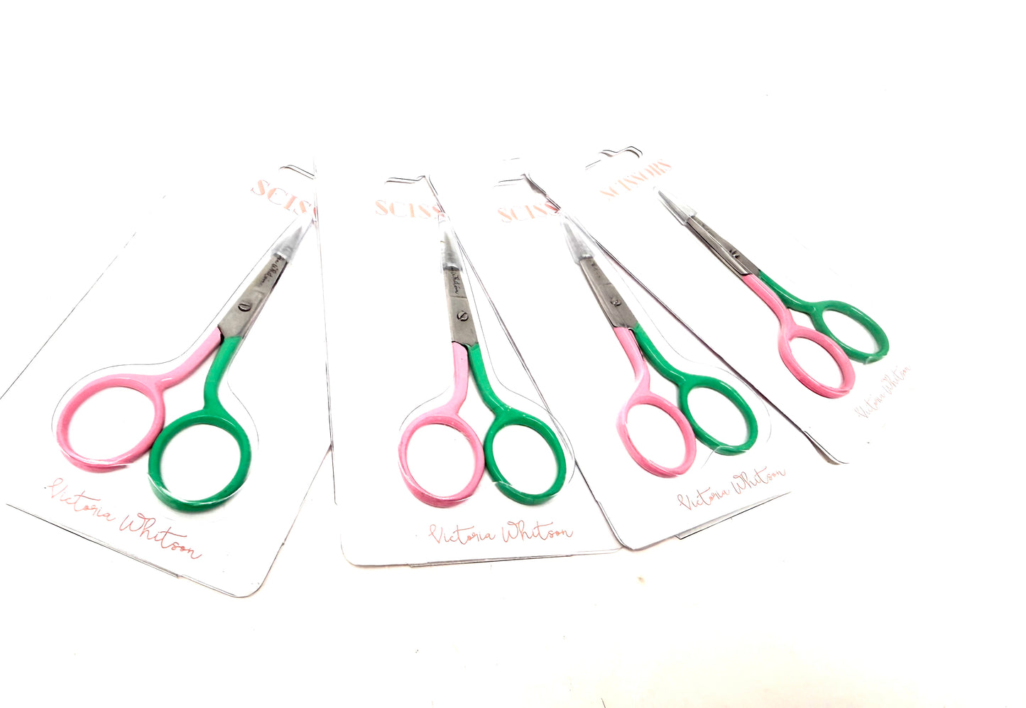 3.5” Striped Scissors in Bahamian Pink & Preppy Green -Sold in 4 Pieces