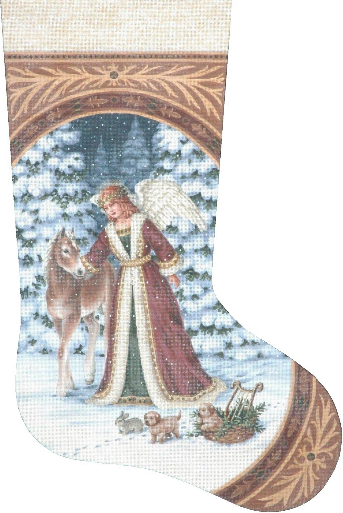 TTAXS452-13 - Angel with Pony and Puppies Stocking
