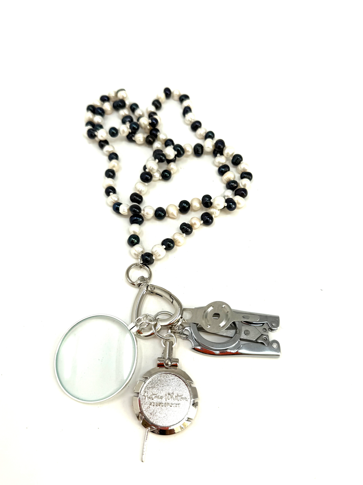 Fresh Water Pearls Chatelaine -Black & White 7-8mm