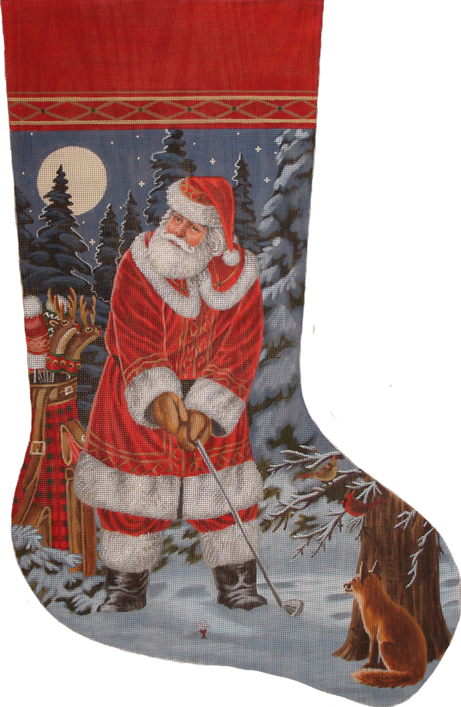 LGDAXS478 - Long Coat Golfing Santa Stocking
