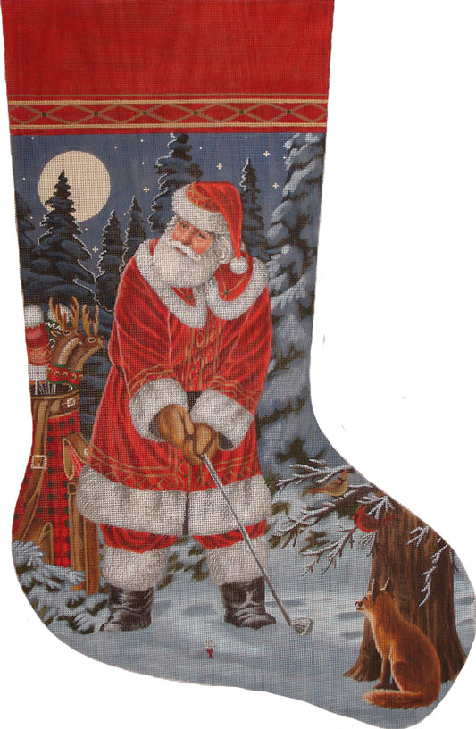 LGDAXS478 - Long Coat Golfing Santa Stocking