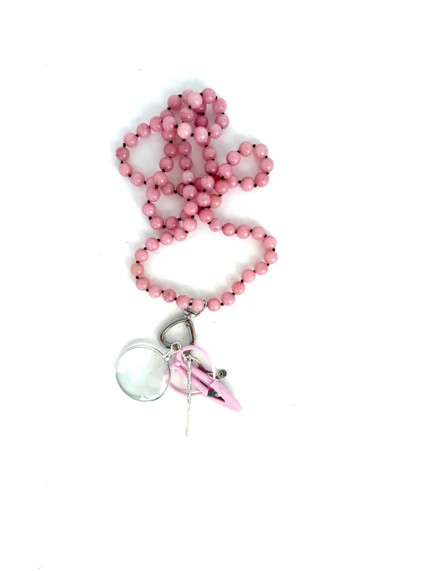 Gemstone Chatelaine - 10mm Pink Jade
