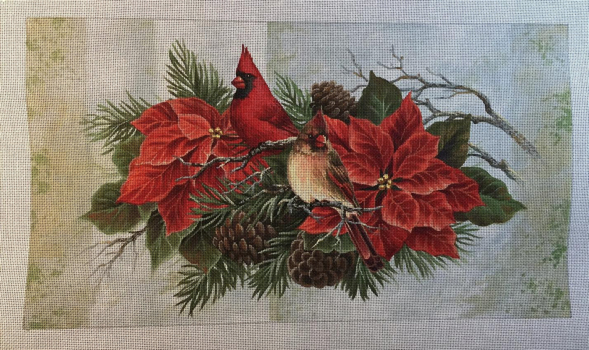 LGDP507 - Cardinals in Poinsettias