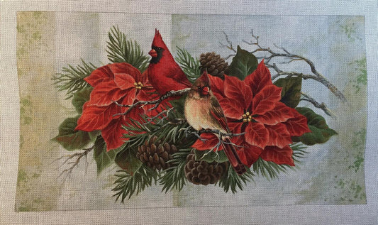 LGDP507 - Cardinals in Poinsettias