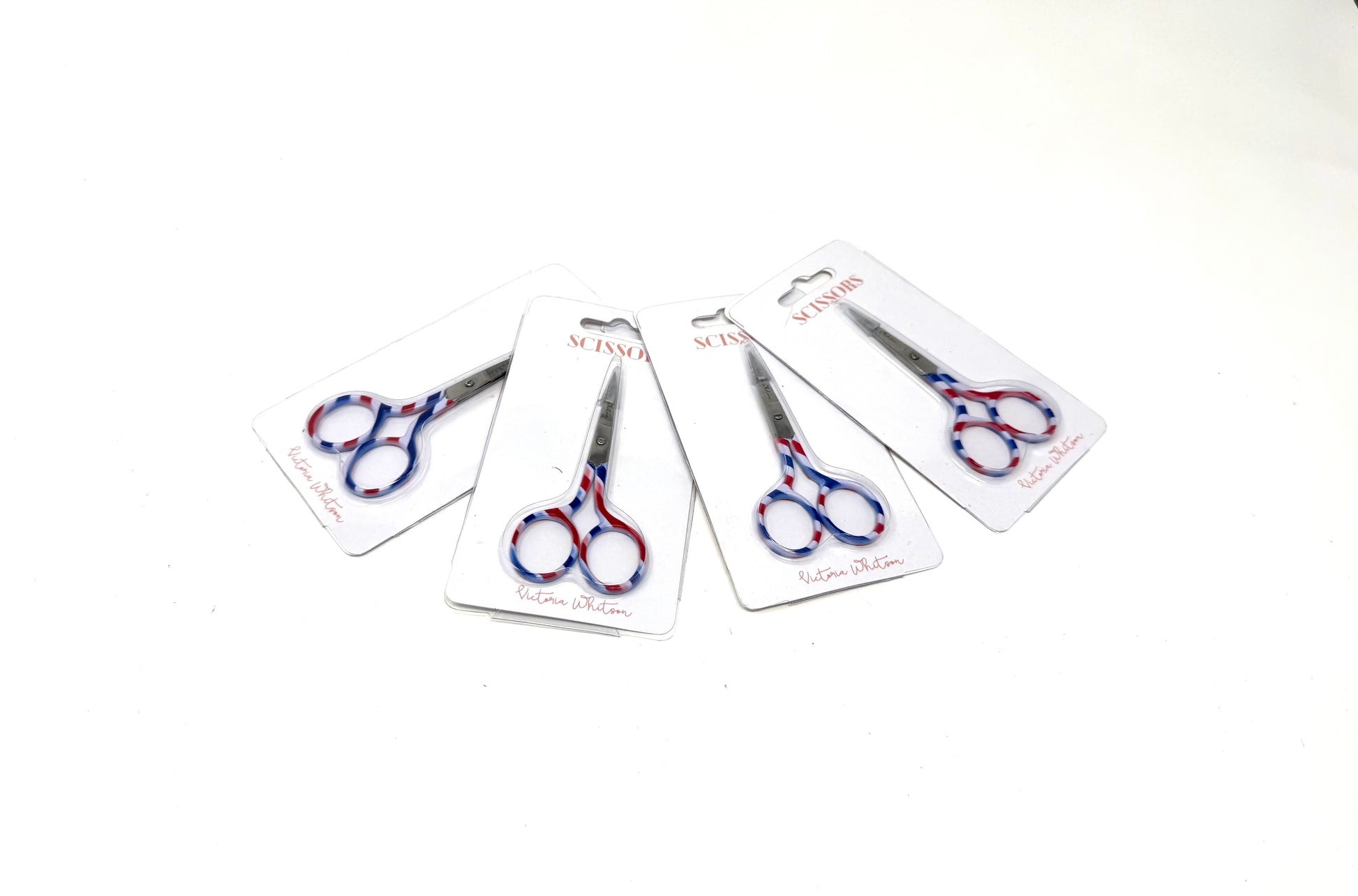 3.5” Striped Scissors in Red, White & Blue - Sold in 4 Pieces