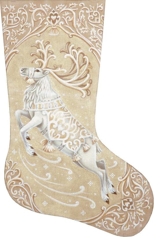 TTAXS384 - Ivory Reindeer Stocking