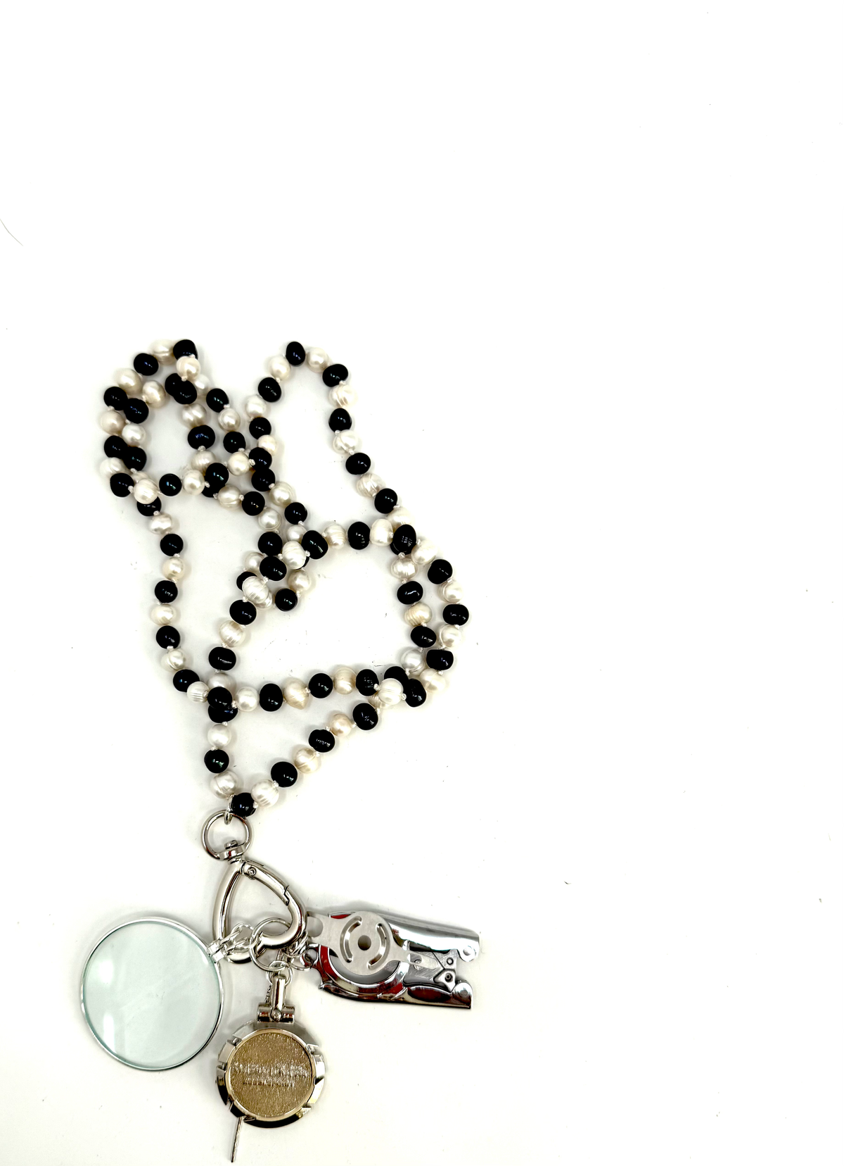 Fresh Water Pearls Chatelaine -Black & White 7-8mm