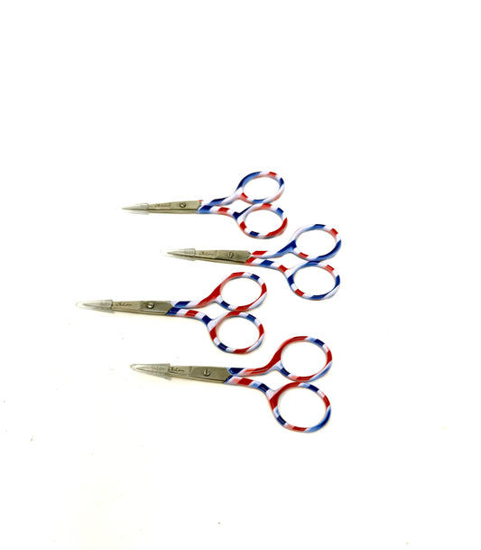 3.5” Striped Scissors in Red, White & Blue - Sold in 4 Pieces