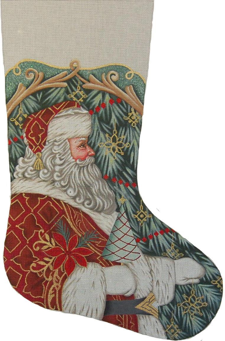TTAXS462 - Santa with Tree & Poinsettia Stocking