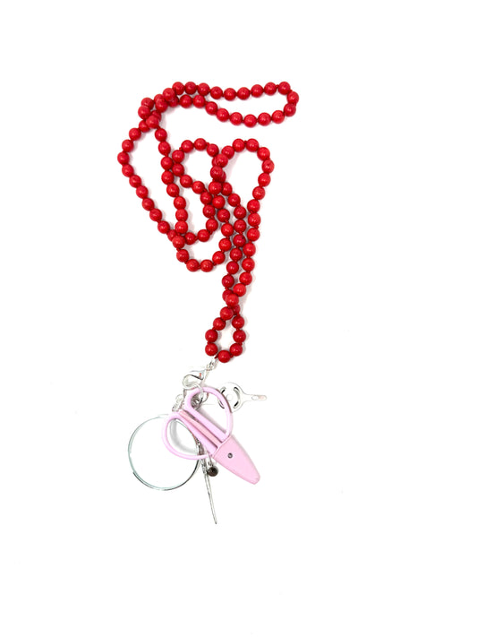 Up Up Chatelaine - Red Beads